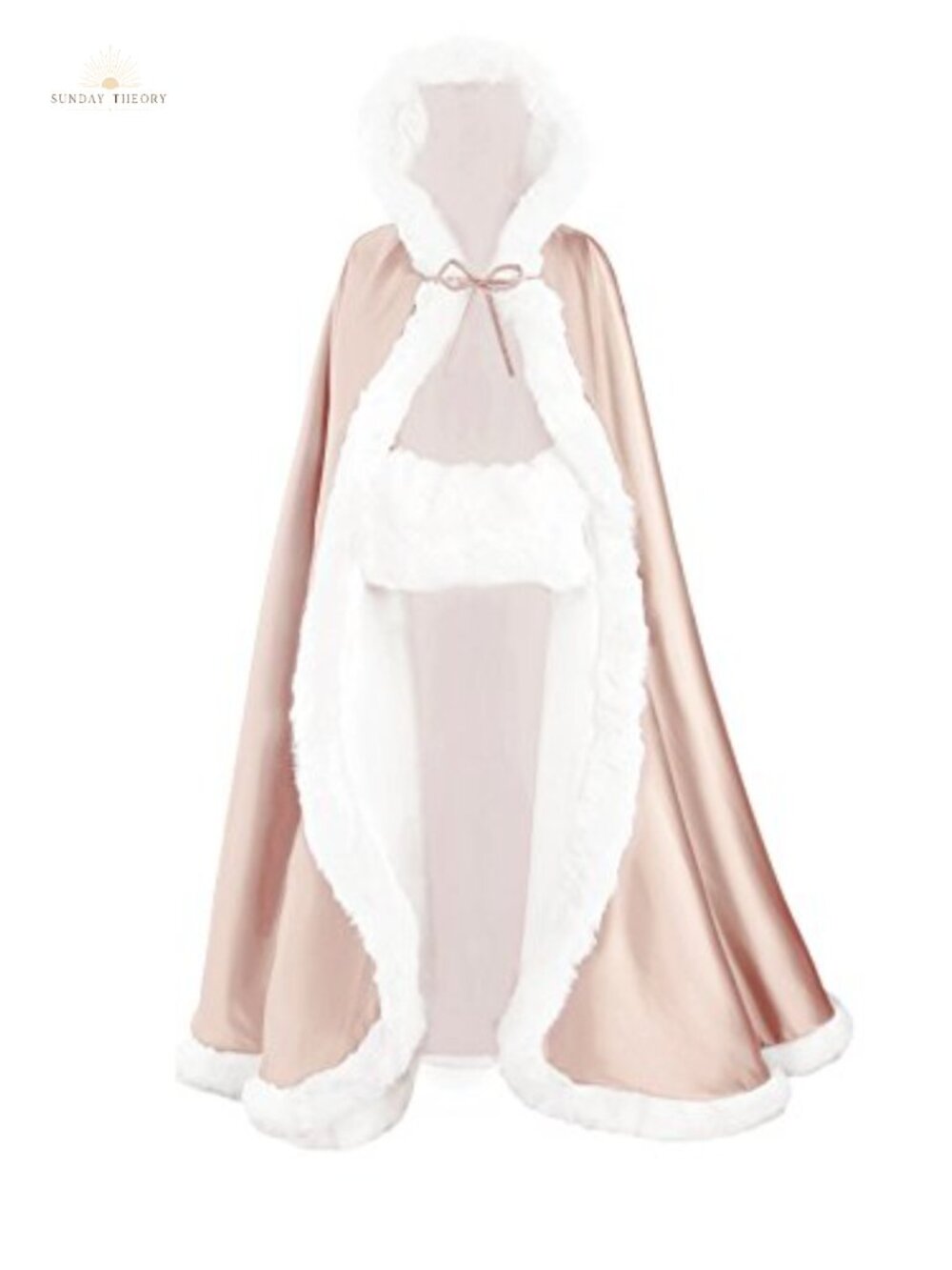 Reversible Hooded Wedding Cape Cloak Fur Trim Free Hand Muff Formal